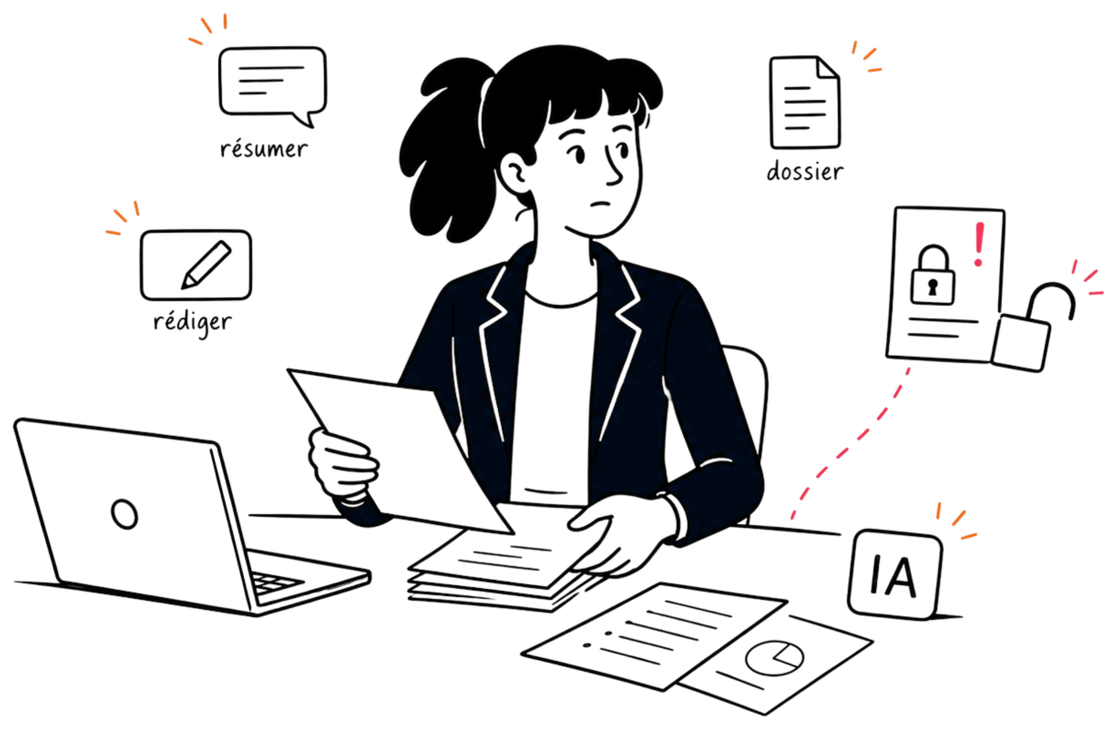 Illustration d'une dirigeante identifiant les risques d'un usage IA sans cadre